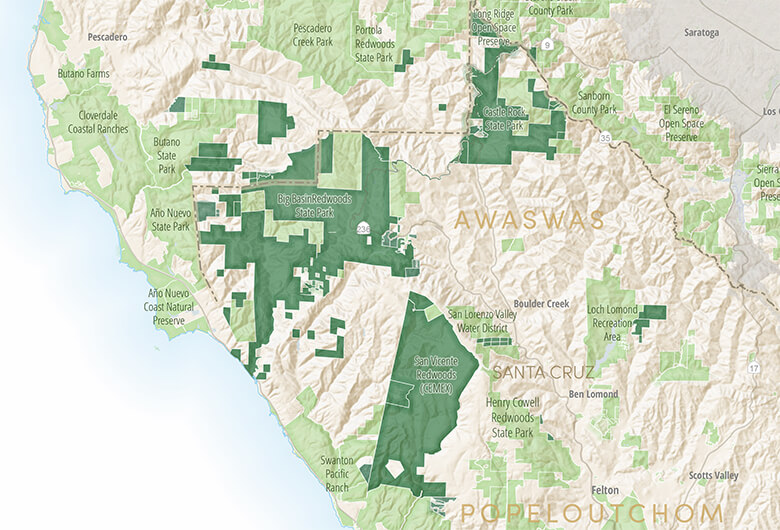 Sempervirens Fund Protected Forests Map Cropped