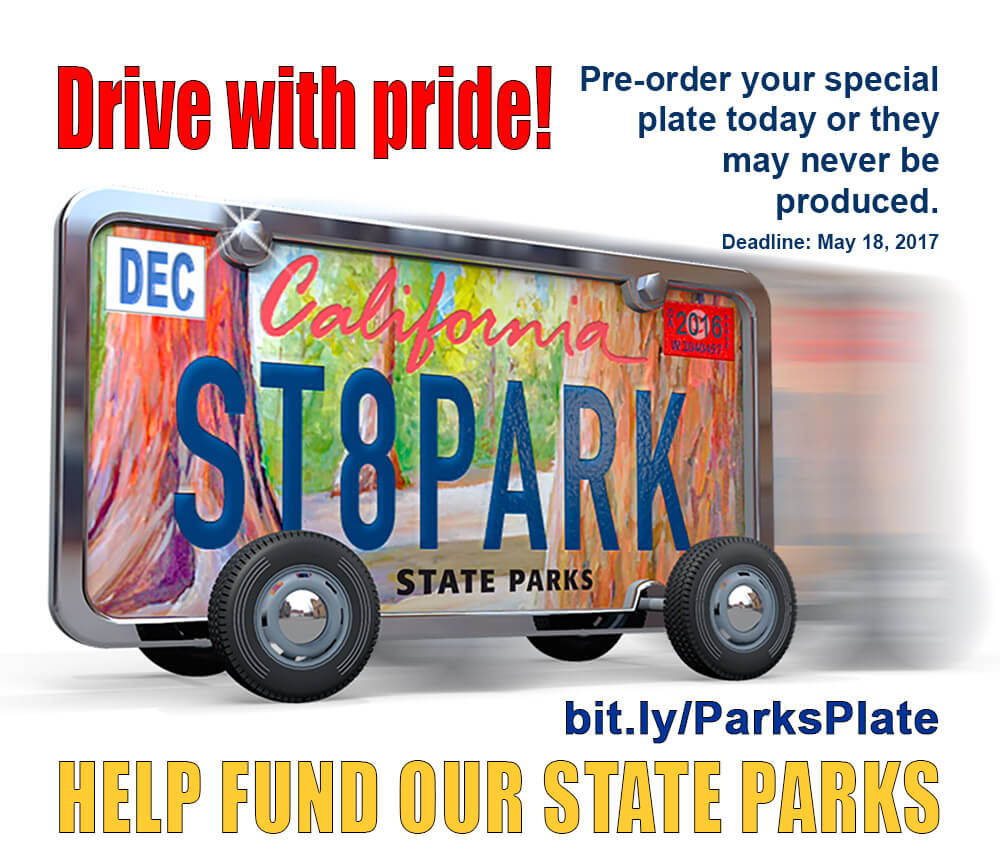 Order your CA Parks Plate today. Image of park plate.